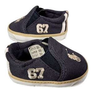 Polo Ralph Lauren Baby Slip-On Canvas Shoes Size 0 Embroidered 67